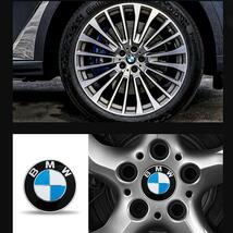 BMW ホイールセンターキャップ メッキ ハブキャップ ホイールカバー 68mm 黒＆白_画像2