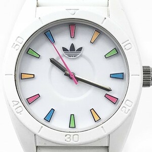 adidas アディダス Santiago サンティアゴ 腕時計 ADH2915 クオーツ アナログ ラウンド ホワイト 樹脂ベルト 電池交換済み 動作確認済み
