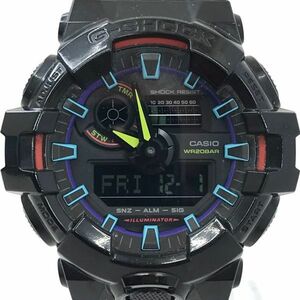 美品 CASIO カシオ G-SHOCK ジーショック 腕時計 GA-700RGB-1A クオーツ アナデジ ラウンド ブラック ネオン カレンダー 動作確認済み