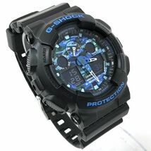 新品 CASIO カシオ G-SHOCK ジーショック 腕時計 クオーツ GA-100CB-1 カモフラージュ 迷彩 黒 ブラック ブルー 青 アナデジ 格好良い 箱付_画像4