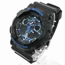 新品 CASIO カシオ G-SHOCK ジーショック 腕時計 クオーツ GA-100CB-1 カモフラージュ 迷彩 黒 ブラック ブルー 青 アナデジ 格好良い 箱付_画像3