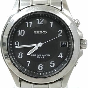 SEIKO セイコー SPIRIT スピリット 腕時計 SBTM025 7B22-0AZ0 電波ソーラー アナログ ラウンド ブラック シルバー カレンダー ビジネス