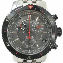 TISSOT ティソ 腕時計 T067417 クオーツ アナログ ラウンド ブラック シルバー クロノグラフ カレンダー 蓄光 電池交換済み 動作確認済み_画像1