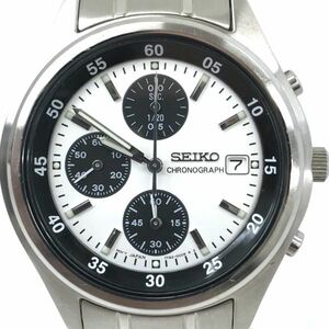 美品 SEIKO セイコー 腕時計 7T92-0CC0 クオーツ アナログ ラウンド クロノグラフ カレンダー ホワイト シルバー ビジネス 動作確認済み