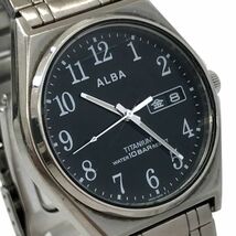 SEIKO セイコー ALBA アルバ 腕時計 クオーツ VX43-0AG0 アナログ TITANIUM チタン カレンダー ブラック 軽量 コレクション 動作確認済み_画像1