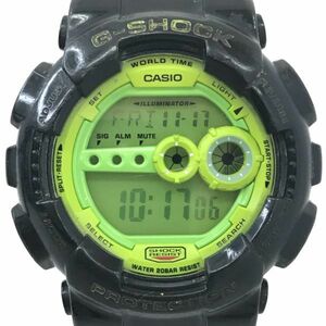 CASIO カシオ G-SHOCK ジーショック 腕時計 GD-100SC-1 クオーツ ラウンド グリーン ネオンカラー ブラック カレンダー 動作確認済み
