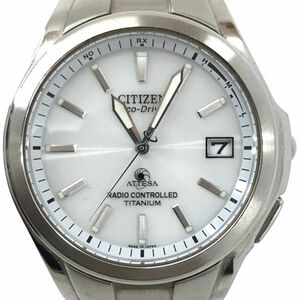 美品 CITIZEN シチズン ATTESA アテッサ 腕時計 Eco-Drive エコドライブ 電波ソーラー H410-T003788 TITANIUM チタン 動作確認済み