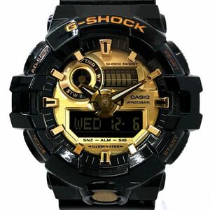 CASIO カシオ G-SHOCK ジーショック 腕時計 GA-710GB-1A クオーツ アナデジ ラウンド ブラック ゴールド カレンダー 動作確認済み