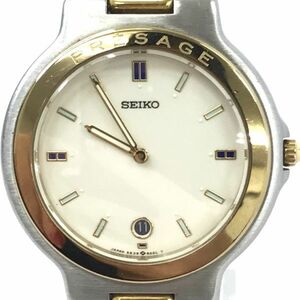 SEIKO セイコー PRESAGE プレザージュ プレサージュ 腕時計 5E39-6A10 クオーツ アナログ ラウンド アイボリー 電池交換済み 動作確認済み