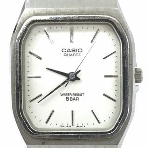 CASIO カシオ 腕時計 MMW-15 クオーツ アナログ 四角 スクエア ホワイト シルバー 5気圧防水 シンプル ウォッチ 電池交換済み 動作確認済み