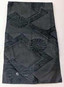 869B/アンティーク 着物リメイク 名古屋帯 黒 喪服帯 夏用 絽 リメイク素材 古布 逸品