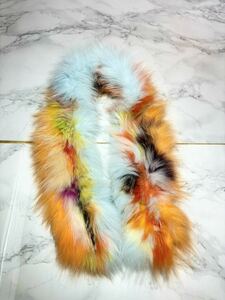  rare colorful FOX fox fur muffler unused 
