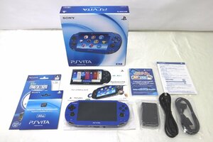 ＜中古品＞SONY PlayStation Vita Wi-Fiモデル PCH-1000 サファイアブルー メモリーカード32GB・画面保護フィルム付(10423120419285DJ)