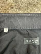 GUCCI グッチ　長袖シャツ　中古品　黒　ブラック　カフスボタン　本物　ジャンク　首周り37㎝　14.5インチ　Mサイズ相当_画像8