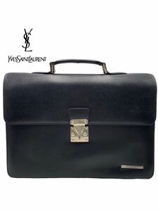  Yves Saint-Laurent brand black business bag leather lock type stylish men's lady's stylish 