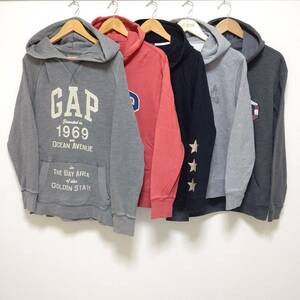 お得!!【まとめ売り】スウェット パーカー 5着セット GAP ギャップ ヴィンテージ デカロゴ プリント アメカジ古着 メンズ サイズL/SWP-89j