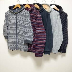 お得!!【まとめ売り】スウェット パーカー 5着セット BEAMS ビームス UNIQLO ユニクロ ジップアップ 無地 ノルディック柄 メンズ L/SWP-99j