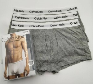 【Lサイズ】Calvin Klein(カルバンクライン) ローライズボクサーパンツ グレイ 3枚 メンズボクサーパンツ 男性下着 U2664