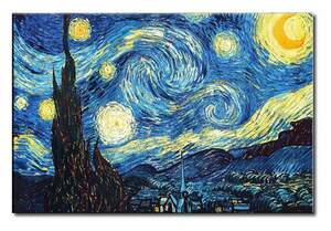 【受注制作】アートパネル　ゴッホ『星月夜Ⅳ』　70x100cm x 1枚　手書き　模写（複製画）