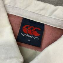 Canterbury カンタベリー ボーダー 長袖 ラガーシャツ ラグビーシャツ メンズ Mサイズ ライトベージュ ピンク_画像5