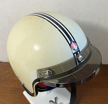 1978-81's KANGOL カンゴール ビンテージ ジェットヘルメット スモークバイザー付 約59cm L 英国当時物 Scotland Lambretta Vespa Triumph_画像10