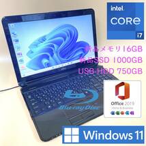 [最強i7+メモリ16GB＋新品SSD1000GB+HDD750GB] 富士通 AH56/G core i7-2670QM/Windows11/office2019 H&B/Blu-ray/Webカメラ/WIFI/HDMI_画像1