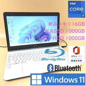 [最強i7+新品メモリ16GB+新品SSD1000GB+HDD1000GB] NEC Lavie core i7-4700MQ/Windows11/office2019 H&B/Blu-Ray/Webカメラ/USB3.0/BLT