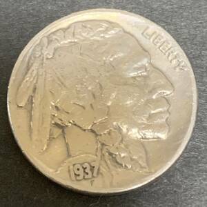 外国コイン！ アメリカ　バッファロー　5セント貨　1937年 美品 あ152