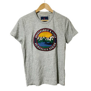 Abercrombie&Fitch アバクロンビー&フィッチ Tシャツ ワッペン ロゴ XS グレー 半袖 メンズ A36