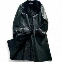 最高峰■黒タグ■GIORGIO ARMANI ジョルジオ アルマーニ 42 XL 本革 羊革 ムートンコート ロングコート 美品 レディース ブラック 黒_画像1