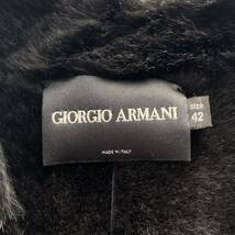 最高峰■黒タグ■GIORGIO ARMANI ジョルジオ アルマーニ 42 XL 本革 羊革 ムートンコート ロングコート 美品 レディース ブラック 黒_画像7