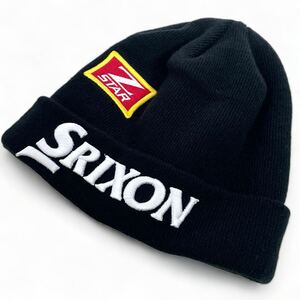 未使用■SRIXON スリクソン ニット帽 ロゴ 刺繍 帽子 キャップ ゴルフ GOLF ブラック 黒 洗濯可能 フリーサイズ DUNLOP ダンロップ 