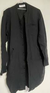 ルードギャラリー fホールロングシャツ　サイズ2 リネン素材　ブラック　黒色シャツ　チバユウスケ