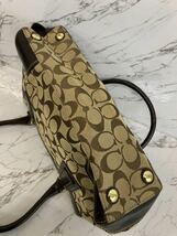 COACH コーチ シグネチャー モノグラム ハンドバッグ 肩掛け ショルダー ブラウン ベージュ ヴィンテージ 中古ブランドバッグ レディース_画像9