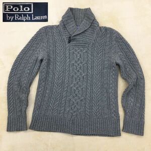 POLO BY RALPH LAUREN ポロ バイ ラルフローレン ニットセーター ケーブル編み プルオーバー ショールカラー ラムウール メンズ サイズM