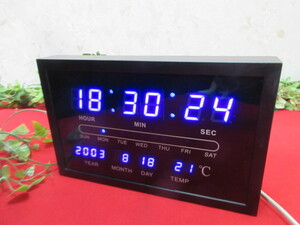 【GY5054/8】LEDクロック　置時計　時計　19×30ｃｍ　日付/曜日/温度付　オシャレ♪