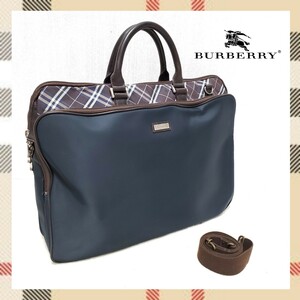 １円　大容量　BURBERRY BLACKLABEL　バーバリーブラックレーベル　ビジネスバッグ ブリーフケース2way ナイロン×本革 A4 ノバチェック