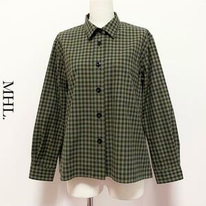 【定価2.5万】MHL. エムエイチエル END ON END COTTON CHECK コットン チェック シャツ グリーン 美品 シャツアウター