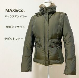 MAX&Co.マックスアンドコー 中綿ジャケット ラビットファー カーキ