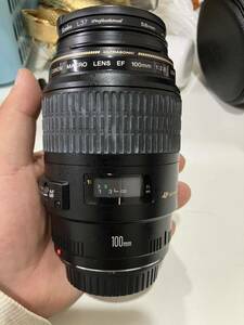 1円スタート レンズ Canon EF 100mm F2.8 macio USM ultiasonic ゴム部分劣化 ET-67フード付