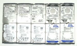 【中古】HDD 500GB SATA 2.5インチ 7mm 動作確認済　メーカー色々 TOSHIBA ・WD・SEAGATEなど (選択不可）ハードディスク 10台セット