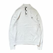 CHAPS Ralph Lauren チャップス ラルフローレン コットンニット ベージュ 生成り Lサイズ エルボーパッチ ヘンリーネック モックネック_画像2