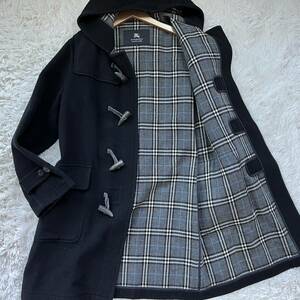 美品 M〜L BURBERRY BLACK LABEL バーバリーブラックレーベル ダッフルコート ノバチェック ブラック メンズ 羊毛 ロング アウター