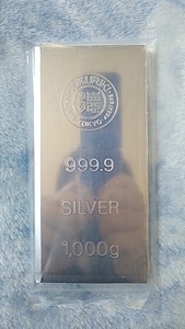 【入手困難】徳力　徳力本店　銀　インゴット　銀地金　１kg　シルバー　silver　純銀　999.9　1000g　田中　田中貴金属　石福　ゆうパック