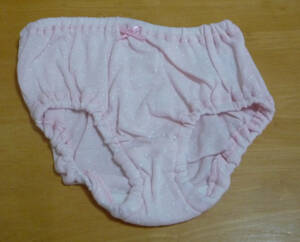90 女児パンティ　インゴム　ショーツ　ちびぱん 薄いピンク　水玉模様　綿100%