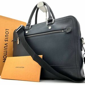 1円【美品】LOUIS VUITTON ルイヴィトン ユタ キャニオン ビジネスバッグ ショルダーバッグ 2way レザー 濃紺 正規品証明書付き