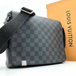 1円【美品】LOUIS VUITTON ルイヴィトン ダミエグラフィット ディストリクト ショルダーバッグ メッセンジャーバッグ レザー 黒 メンズ