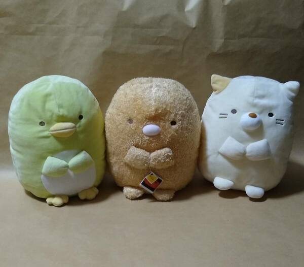 すみっコぐらし　ぬいぐるみ　Ｍ　ねこ　とんかつ　ぺんぎん？　３個セット