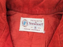 60s PENNEY'S TOWNCRAFT ペニーズ タウンクラフト オープンカラーシャツ 開襟 コーデュロイ レッド 赤 ヴィンテージ_画像4
