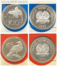 【即決】 パプアニューギニア 1975年 10キナ=sv925,42g 5キナ＝sv500,27g 初の公式通貨 限定版 発行初日キャシエ封筒入り プルーフ コイン_画像6